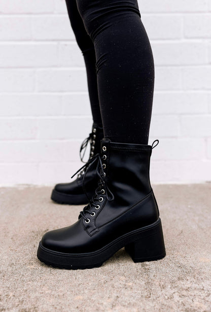 Carmen Combat Boot in Black