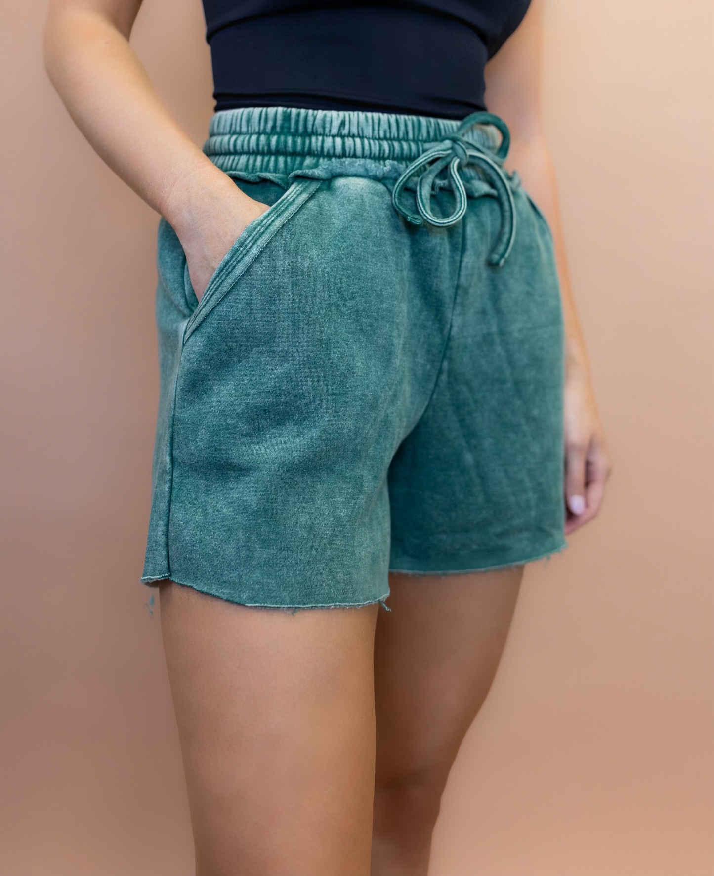 Nora Drawstring Shorts in DK Green