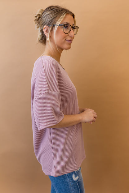 Rowan Ribbed Top in Rose