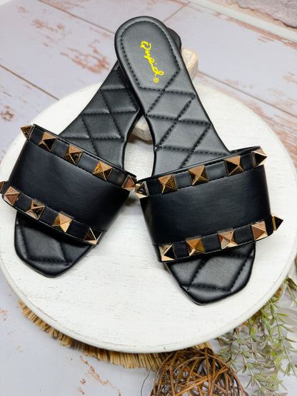 Sutton Studded Sandal in Black