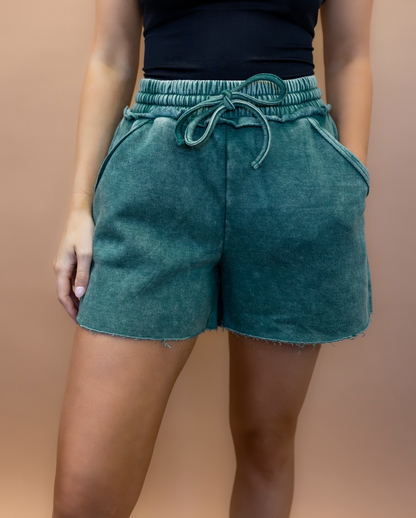 Nora Drawstring Shorts in DK Green