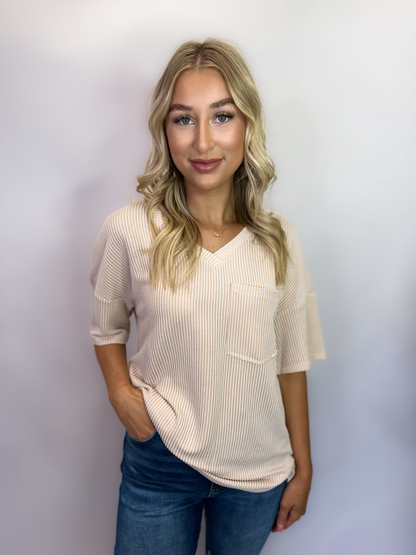 Rowan Ribbed Top in Cream