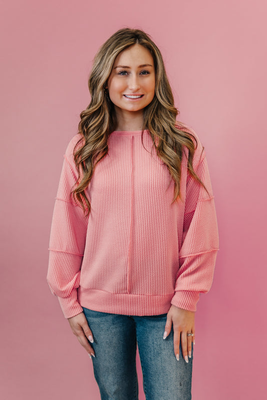 Cara Coral Ribbed Top