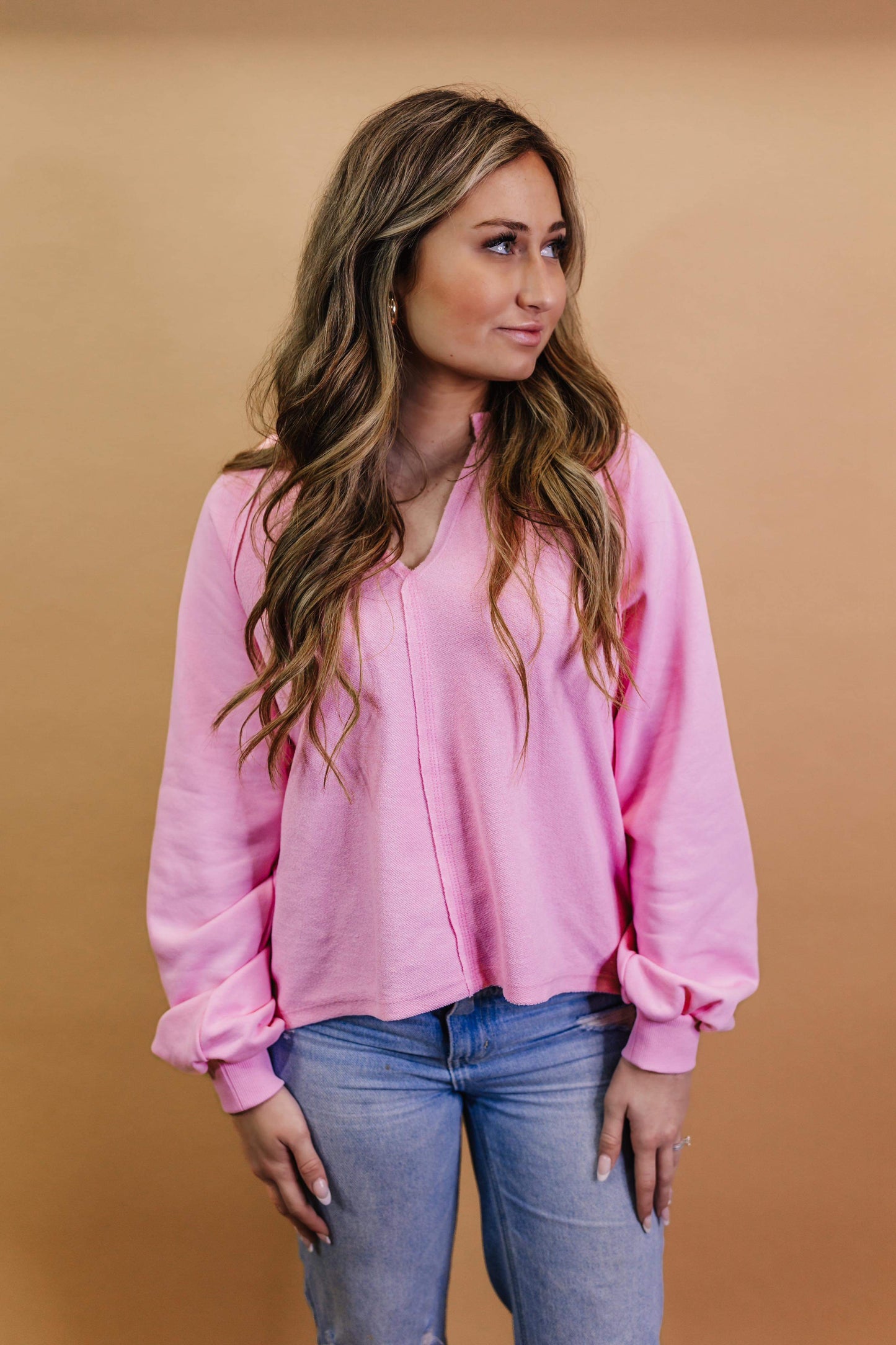 Penny Pink Long Sleeve Knit Top