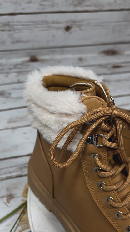 Jessi Lace Up Boot in Tan